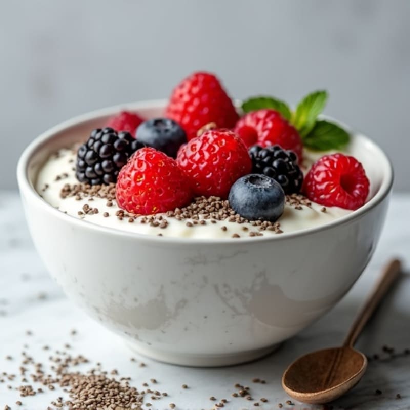 Silky Protein Yogurt Bowl with Mixed Berries