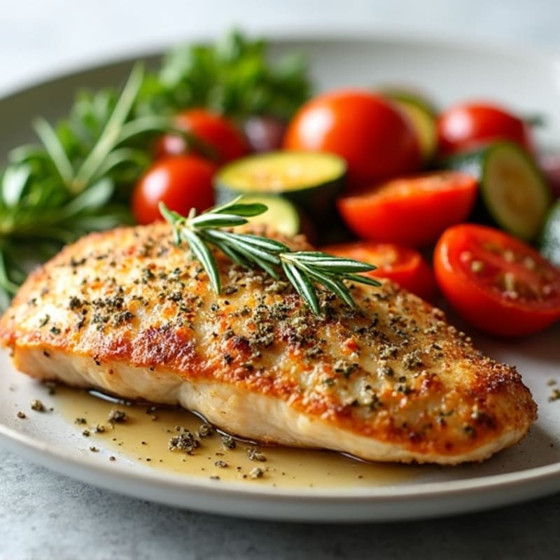 Herb-Crusted Pan Seared Chicken with Roasted Vegetables