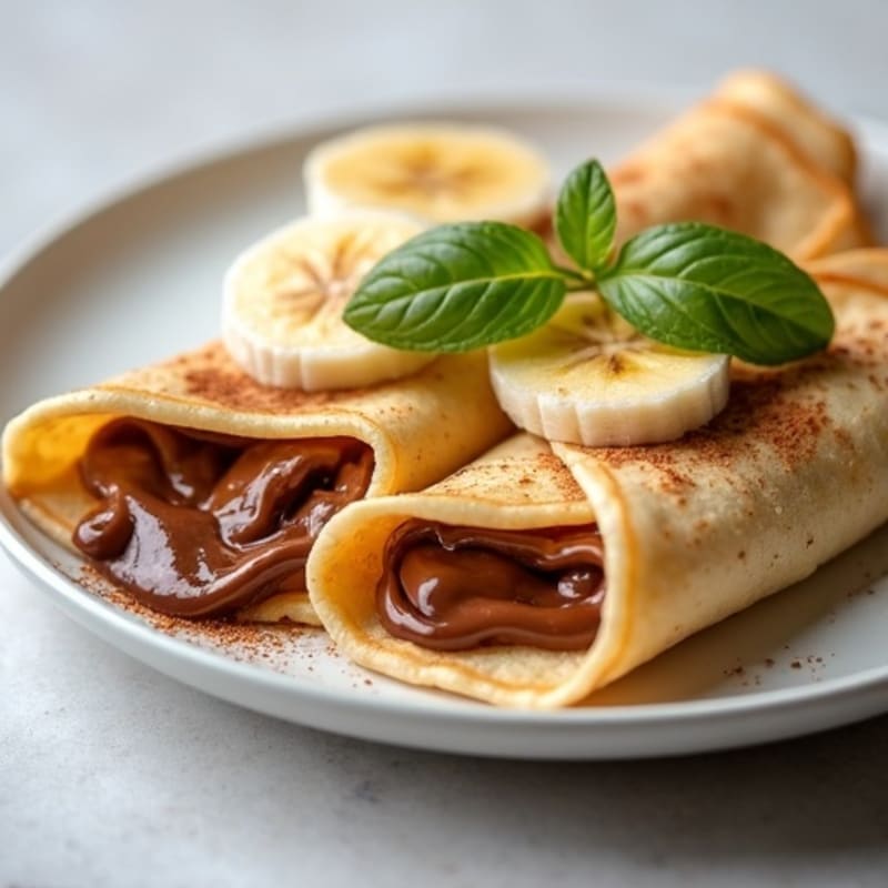 Protein-Packed Banana and Creamy Chocolate-Hazelnut Stuffed Crepes