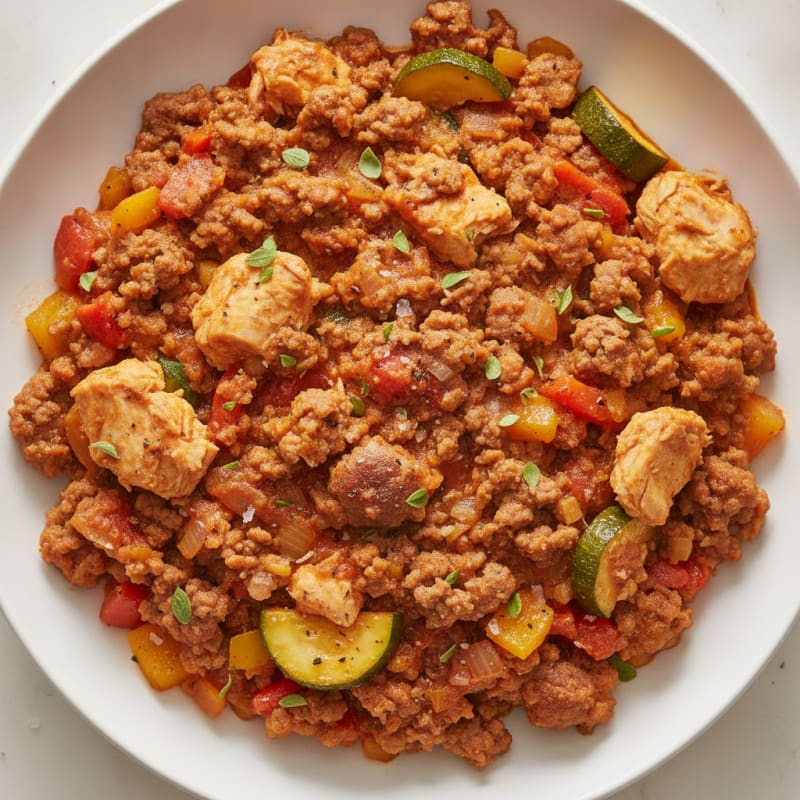 Lean Ground Beef and Tuna Skillet