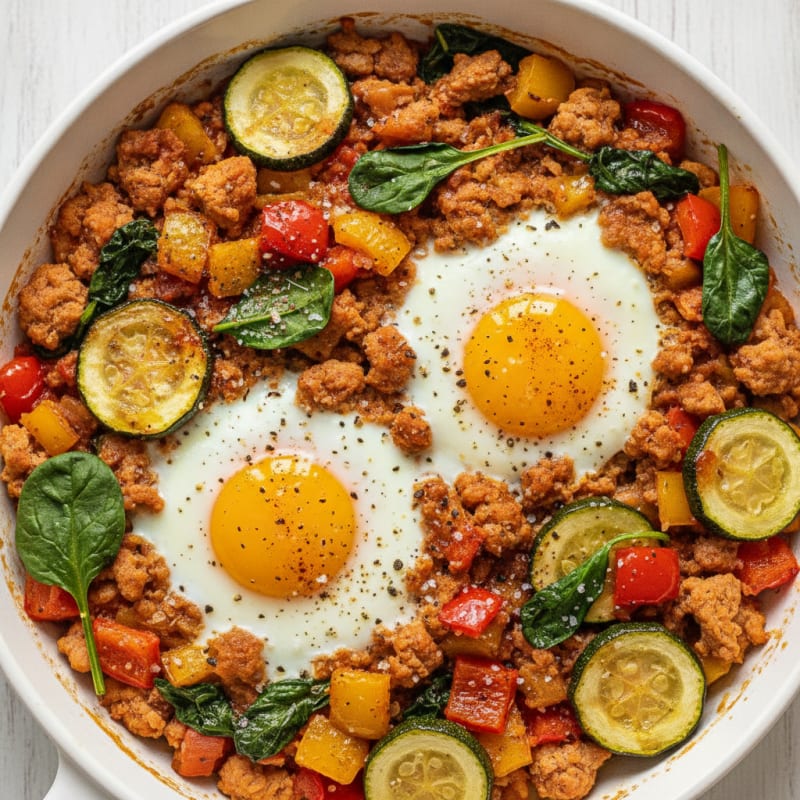 Baked Eggs with Roasted Vegetables