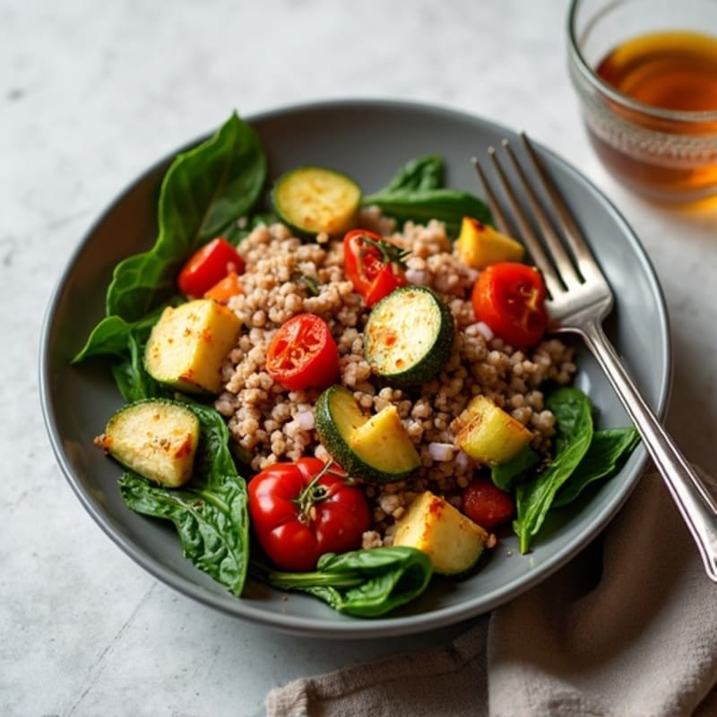 Lean Ground Turkey and Roasted Vegetable Skillet
