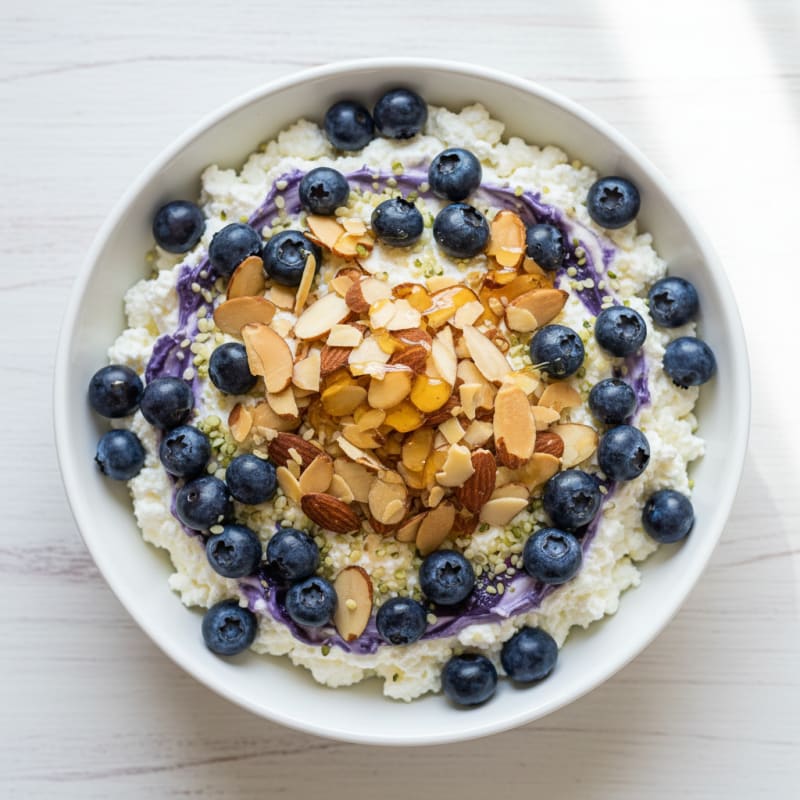Cottage Cheese and Berry Protein Bowl with Almonds