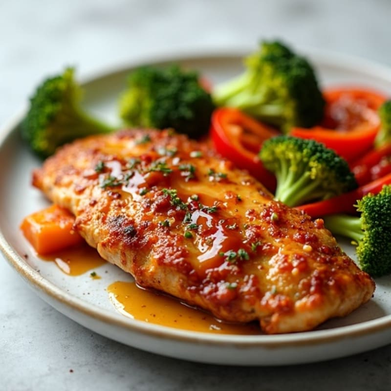 Baked Teriyaki Chicken Tenders with Roasted Mixed Vegetables