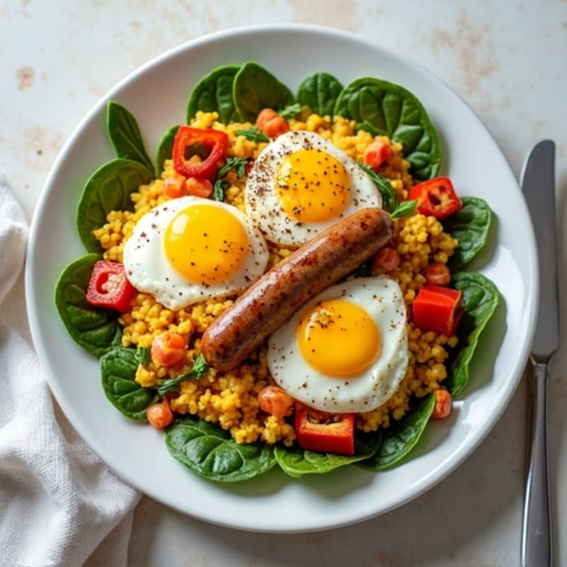 Egg White Vegetable Scramble with Turkey Sausage