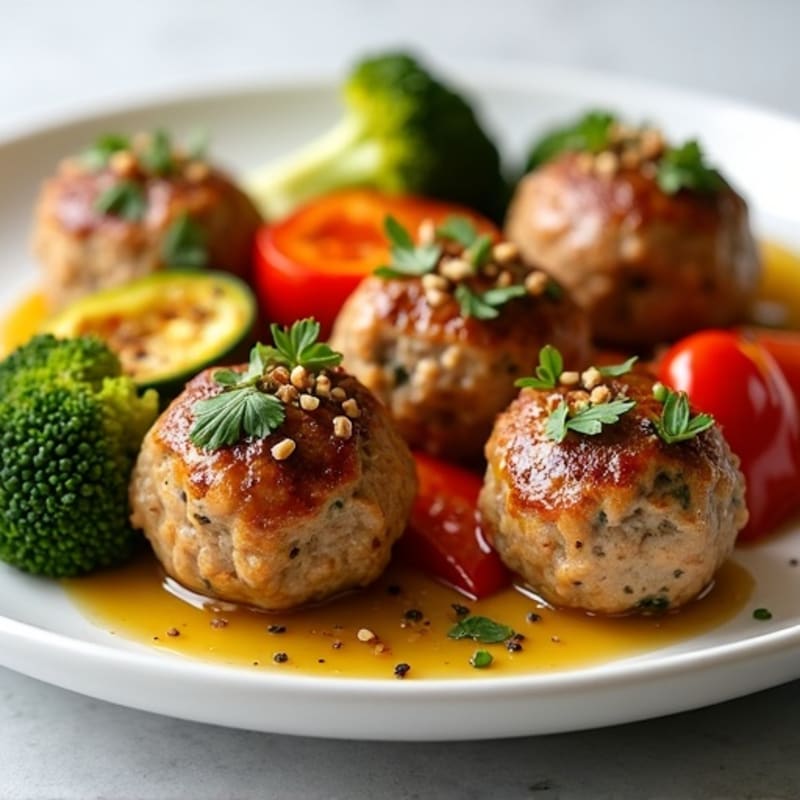 Herb-Seasoned Turkey Meatballs with Roasted Vegetables