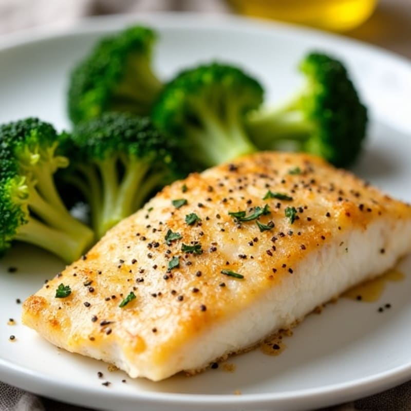 Lemon Pepper Baked Cod with Steamed Broccoli