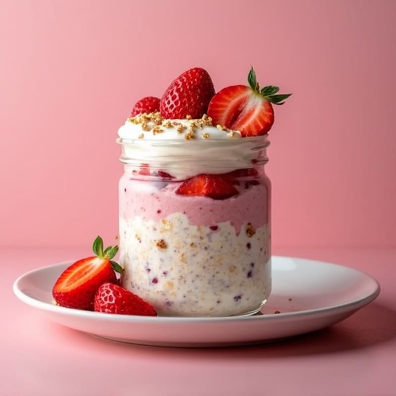 Healthy Strawberry Shortcake Overnight Oats