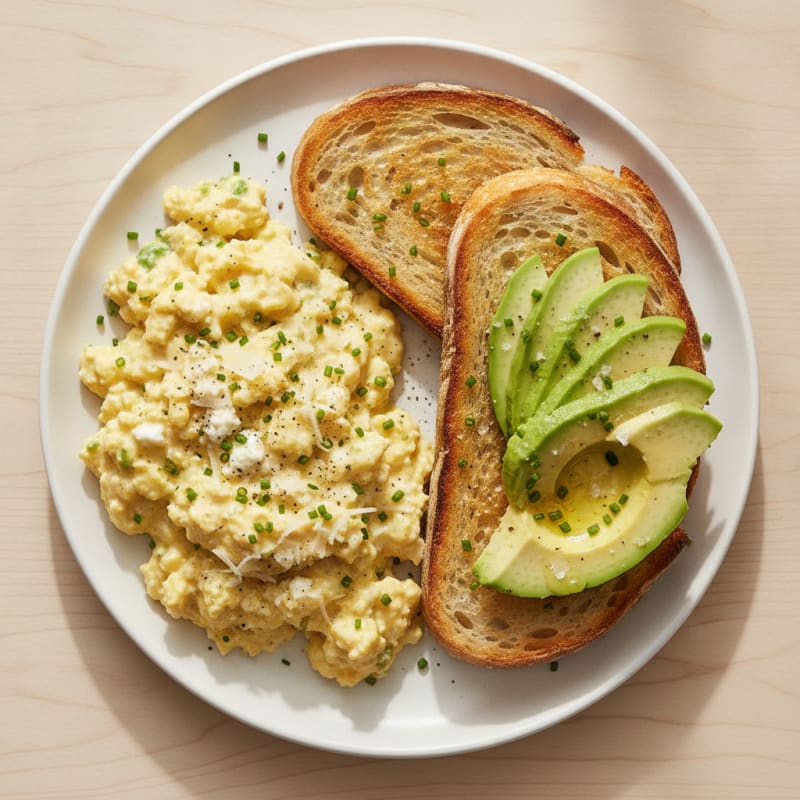 Parmesan Scrambled Eggs with Sourdough Toast