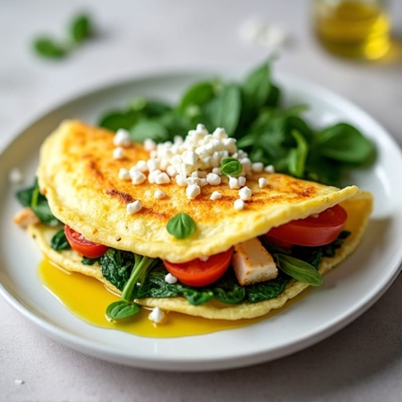 Egg White Omelet with Grilled Chicken and Spinach