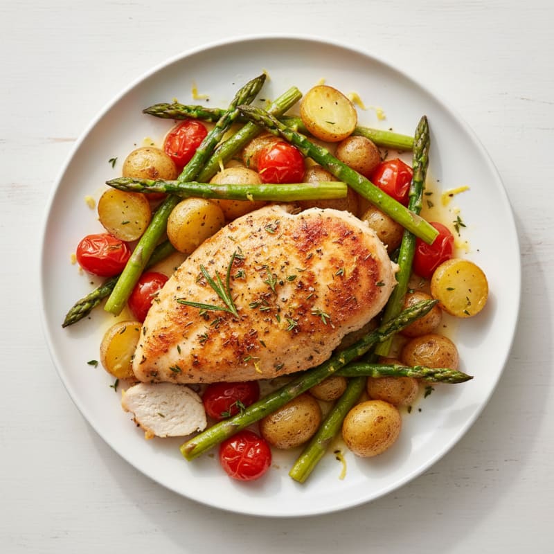 Crispy Lemon-Herb Chicken with Roasted Asparagus
