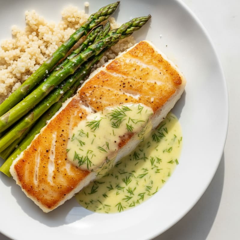 Pan-Seared Alaskan Cod with Lemon-Dill Sauce