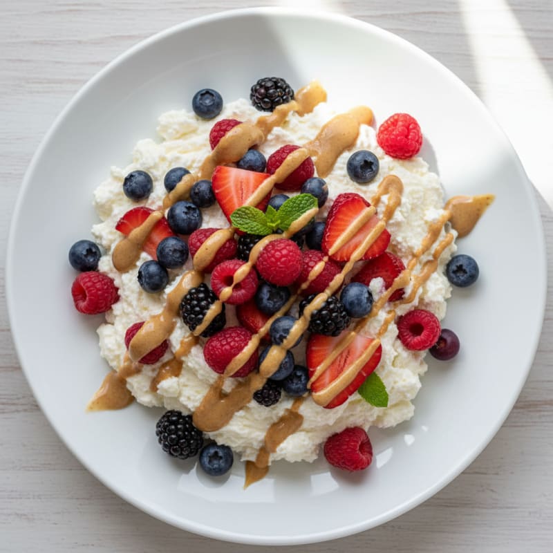 Greek Yogurt Protein Mousse with Mixed Berries