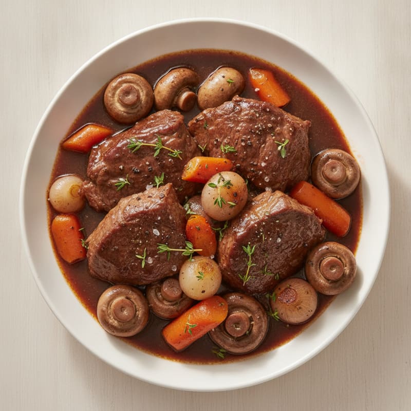 Classic Beef Bourguignon with Mushrooms
