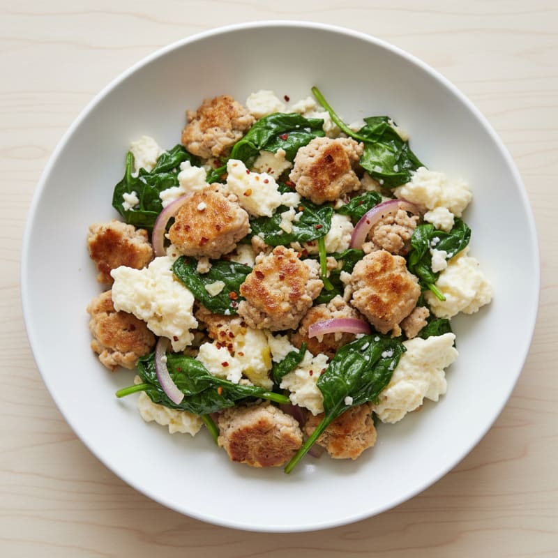 Egg White and Turkey Spinach Scramble