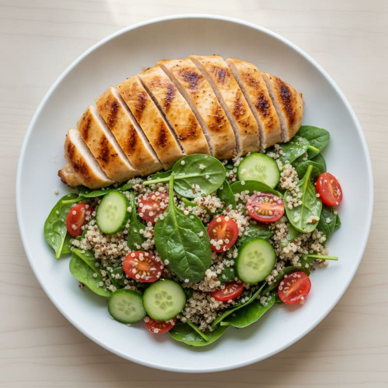 Grilled Chicken Breast with Quinoa Spinach Salad