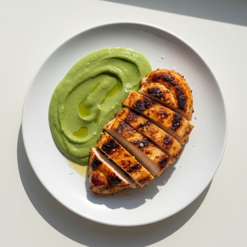 Spicy Charred Chicken with Creamy Avocado Smoothie