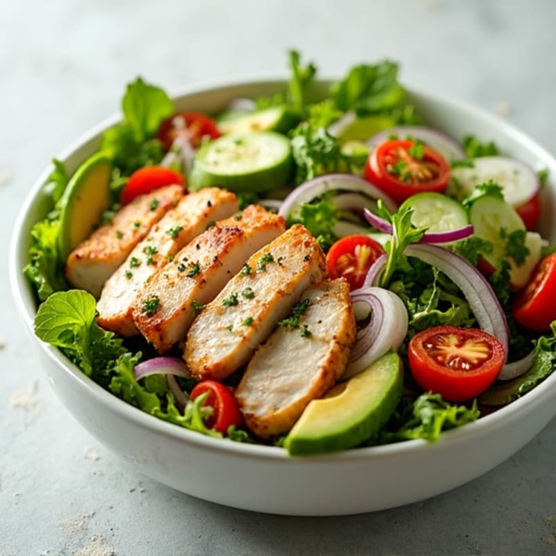 Garlic Herb Chicken Chopped Salad with Fresh Vegetables and Tangy Vinaigrette