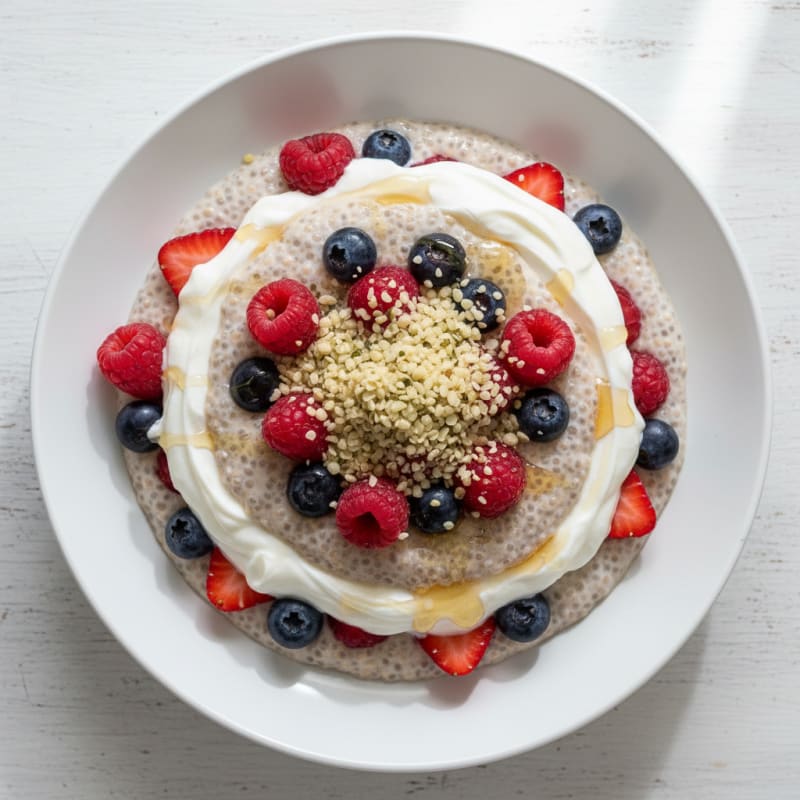 Greek Yogurt Parfait with Silky Chia Pudding and Mixed Berries
