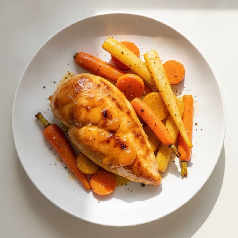 Apricot-Glazed Chicken with Roasted Root Vegetables