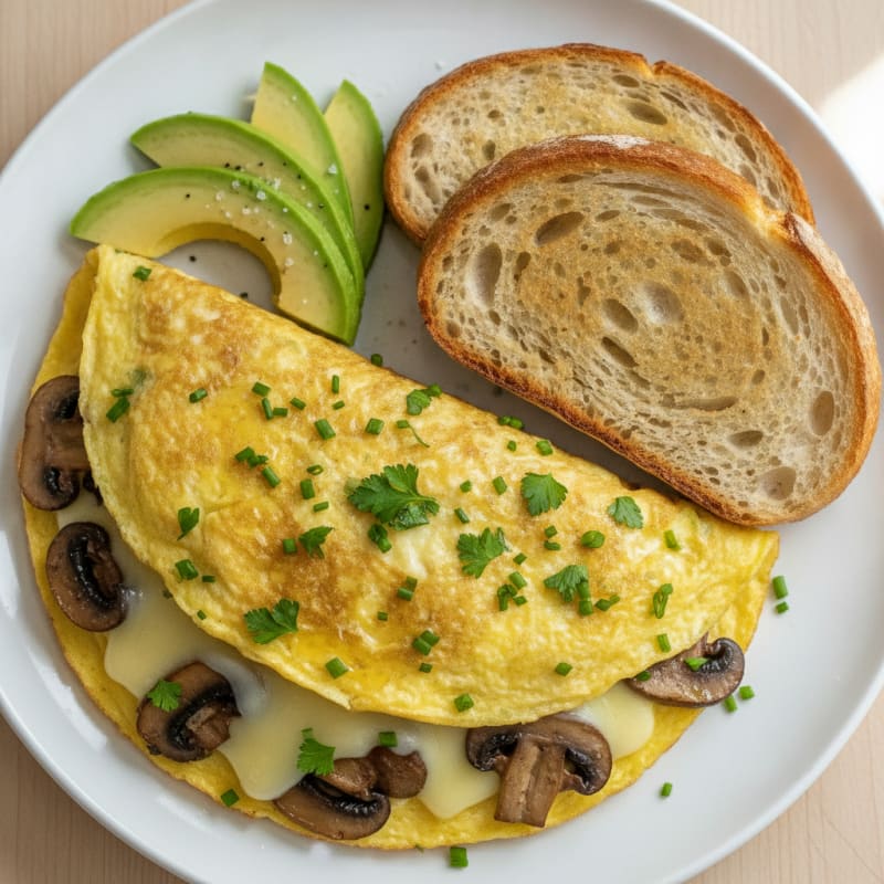 Mushroom Swiss Omelet with Herbs