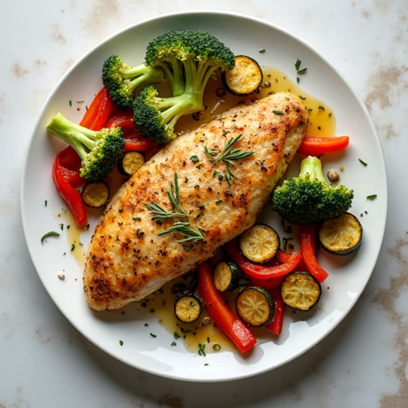 Herb-Crusted Pan Seared Chicken with Roasted Vegetables