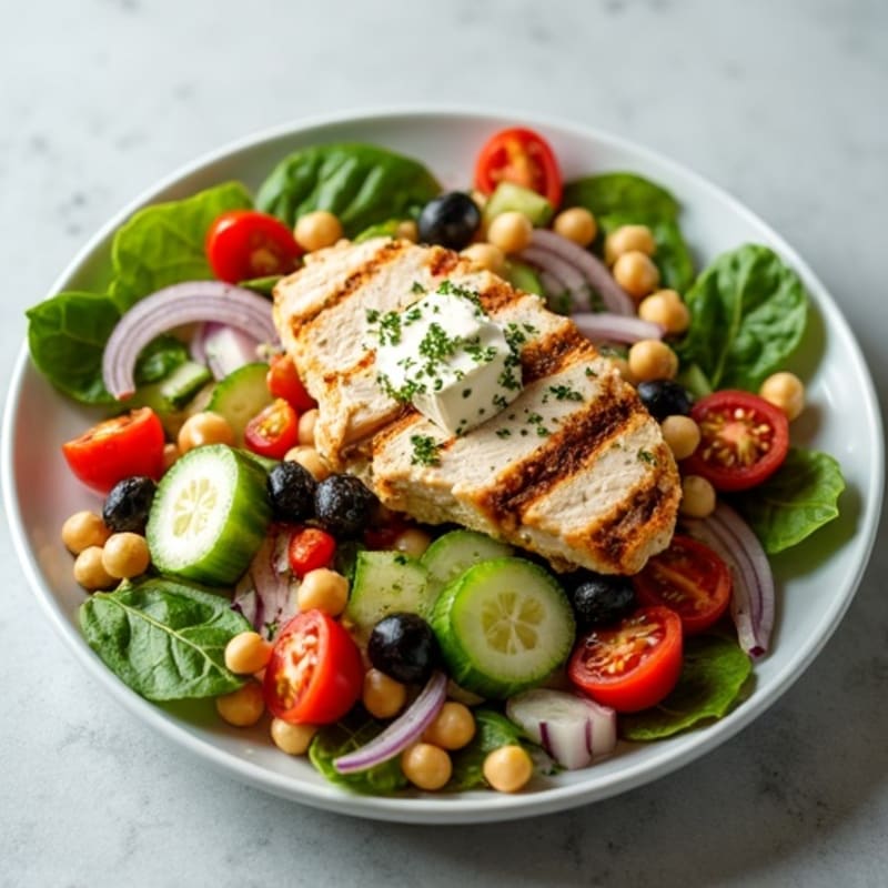 Fresh Mediterranean Chopped Salad with Herb-Marinated Feta