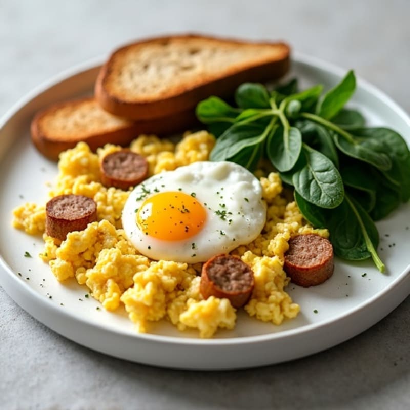 Egg White Scramble with Spinach and Turkey Sausage
