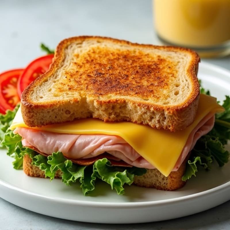 Oven-Baked Lean Ham and Swiss Melt with Fresh Greens