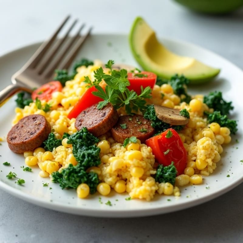 Egg White Scramble with Turkey Sausage and Spinach