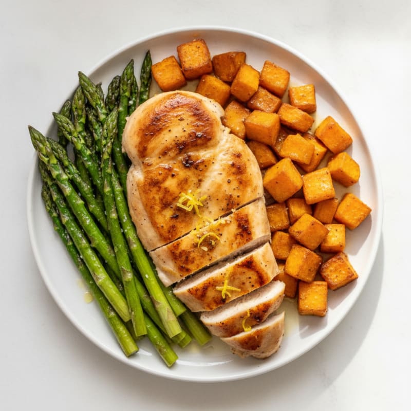 Pan-Seared Chicken with Roasted Asparagus