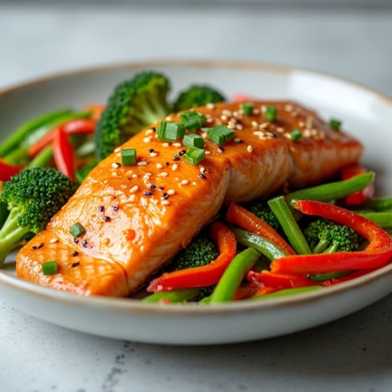 Honey-Ginger Glazed Salmon with Sesame Vegetables