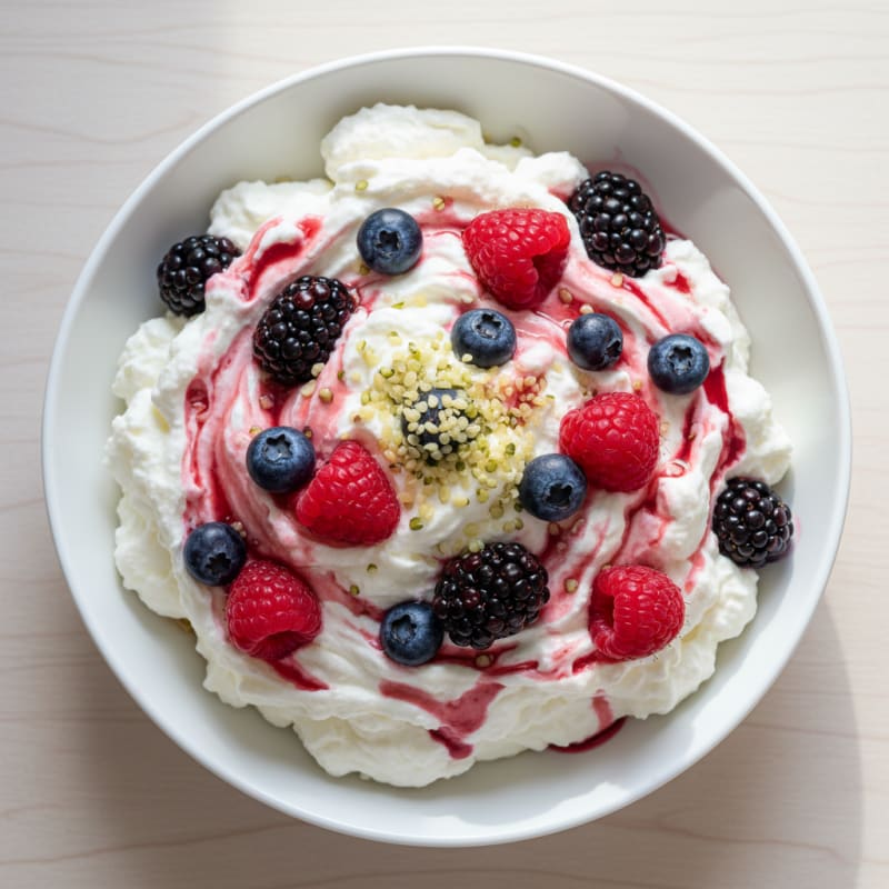 Greek Yogurt Protein Mousse with Mixed Berries
