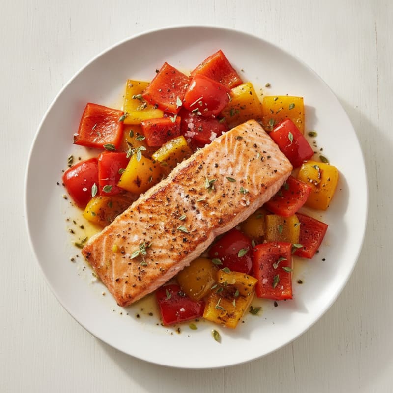 Sheet Pan Salmon with Roasted Bell Peppers
