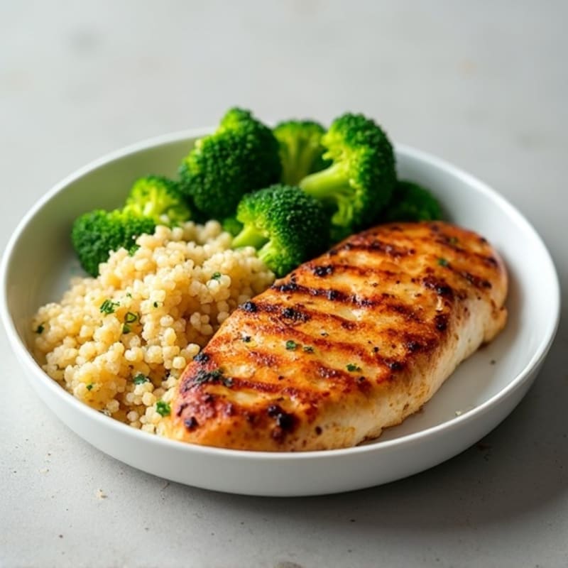 Grilled Chicken Breast with Quinoa and Steamed Broccoli
