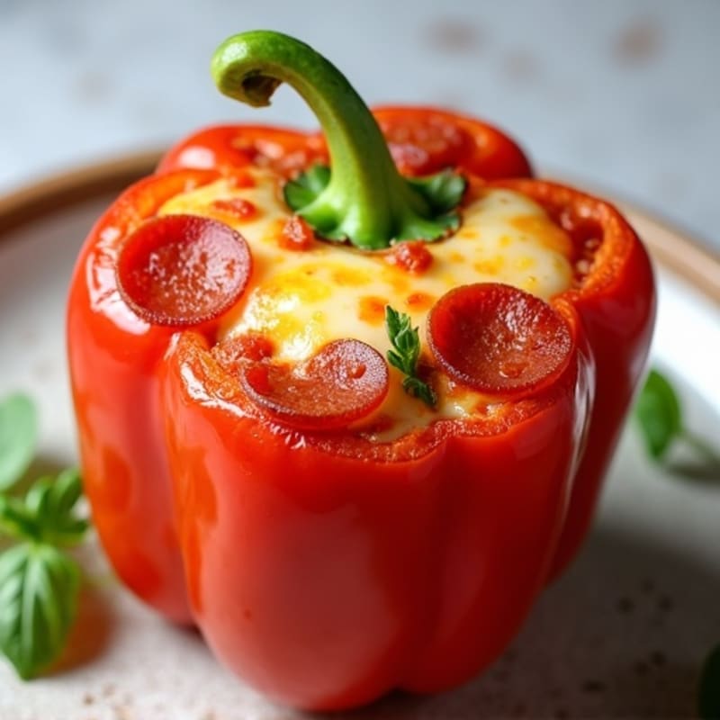 Cheesy Pepperoni Pizza Stuffed Bell Peppers