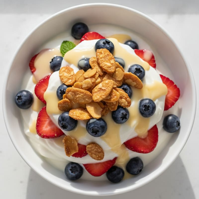 Creamy Greek Yogurt Parfait with Mixed Berries and Toasted Almonds