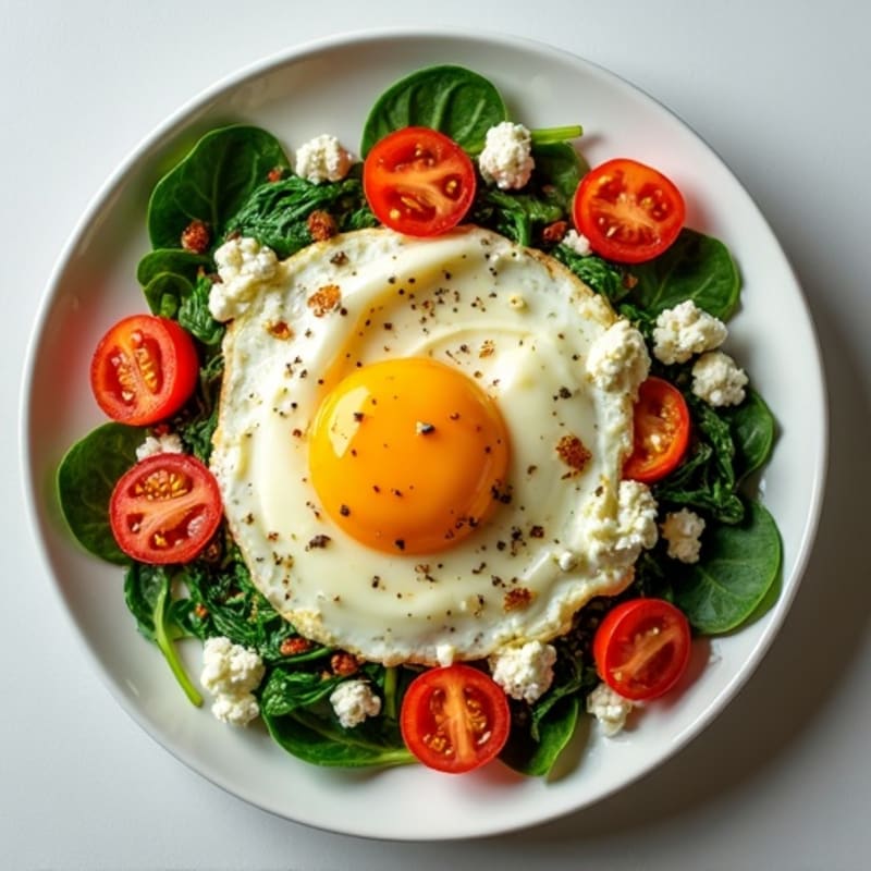 Fluffy Mediterranean Egg White Scramble with Spinach