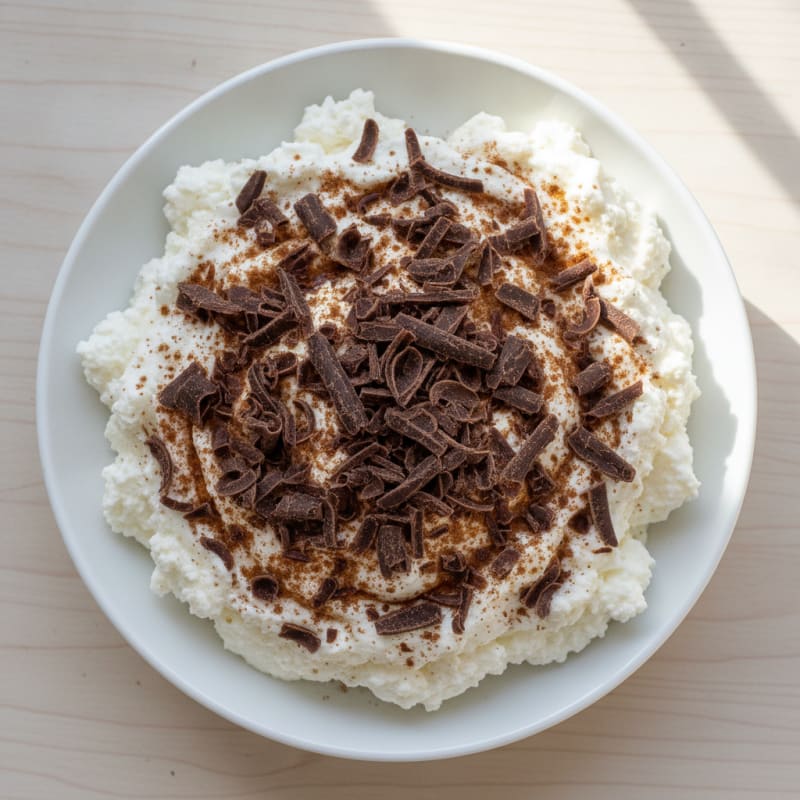 Creamy Ricotta Protein Mousse with Dark Chocolate Shavings