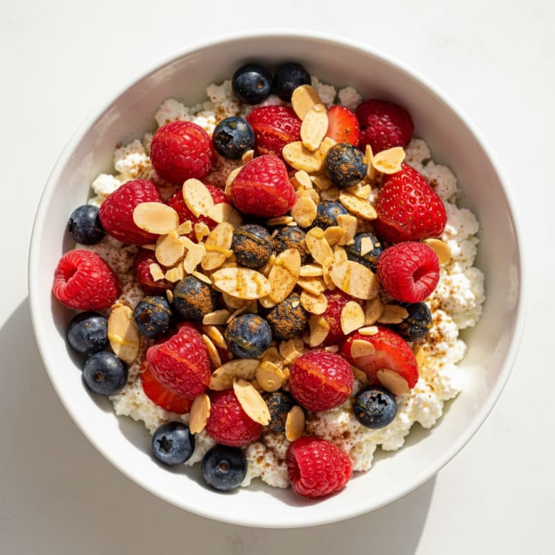 Cottage Cheese and Berry Protein Bowl with Almonds