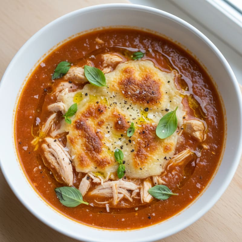 Roasted Tomato Basil Soup with Parmesan