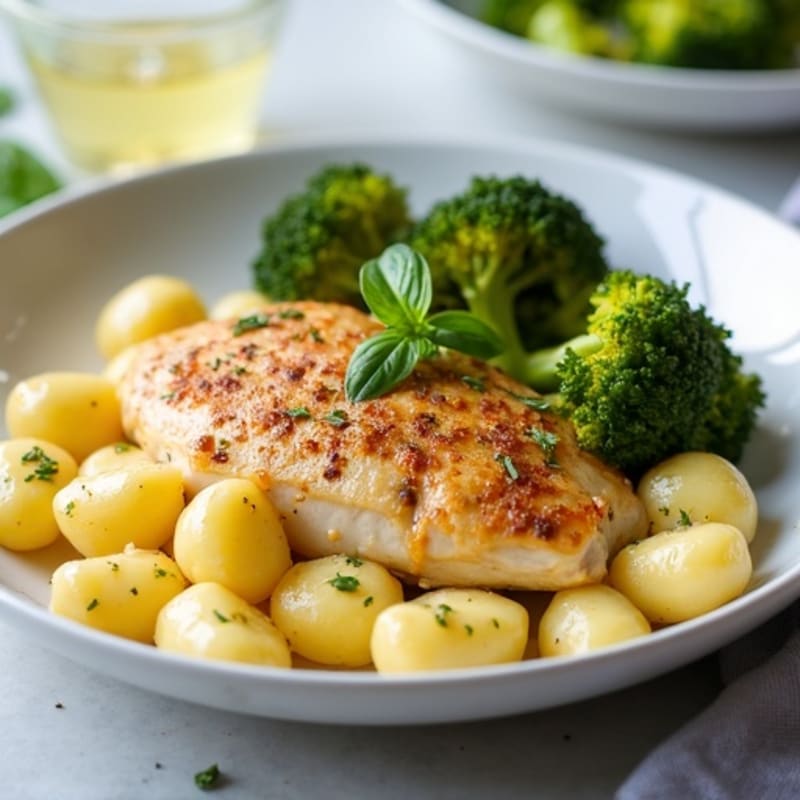 Ricotta Gnocchi with Lemon-Garlic Chicken and Roasted Broccoli