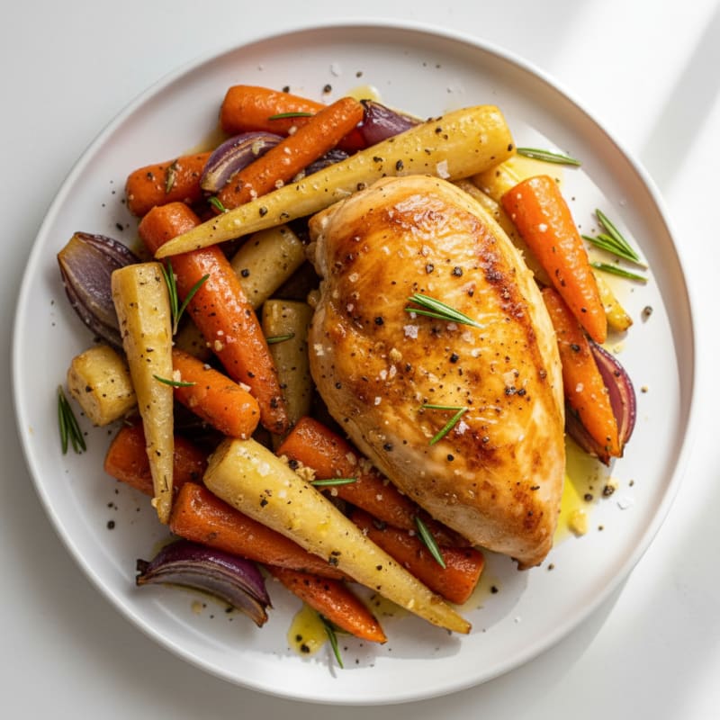 Garlic Herb Roasted Chicken with Root Vegetables