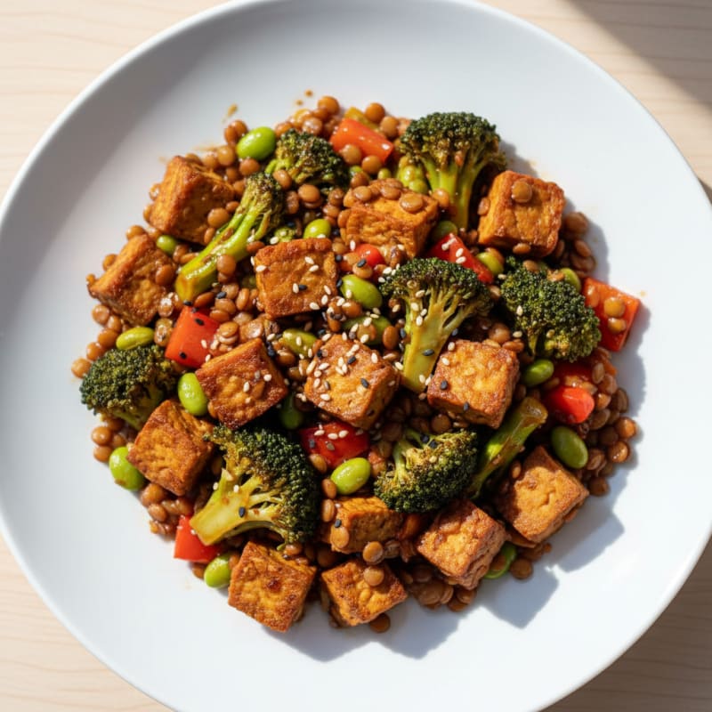Lentil and Tempeh Vegetable Stir-Fry