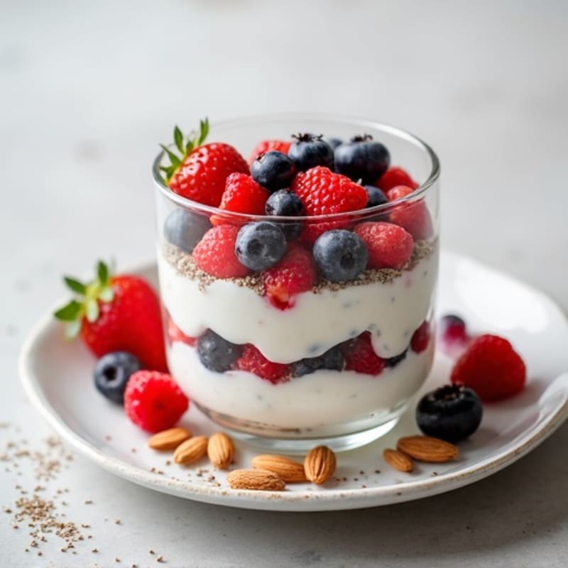 Greek Yogurt Parfait with Mixed Berries and Toasted Almonds