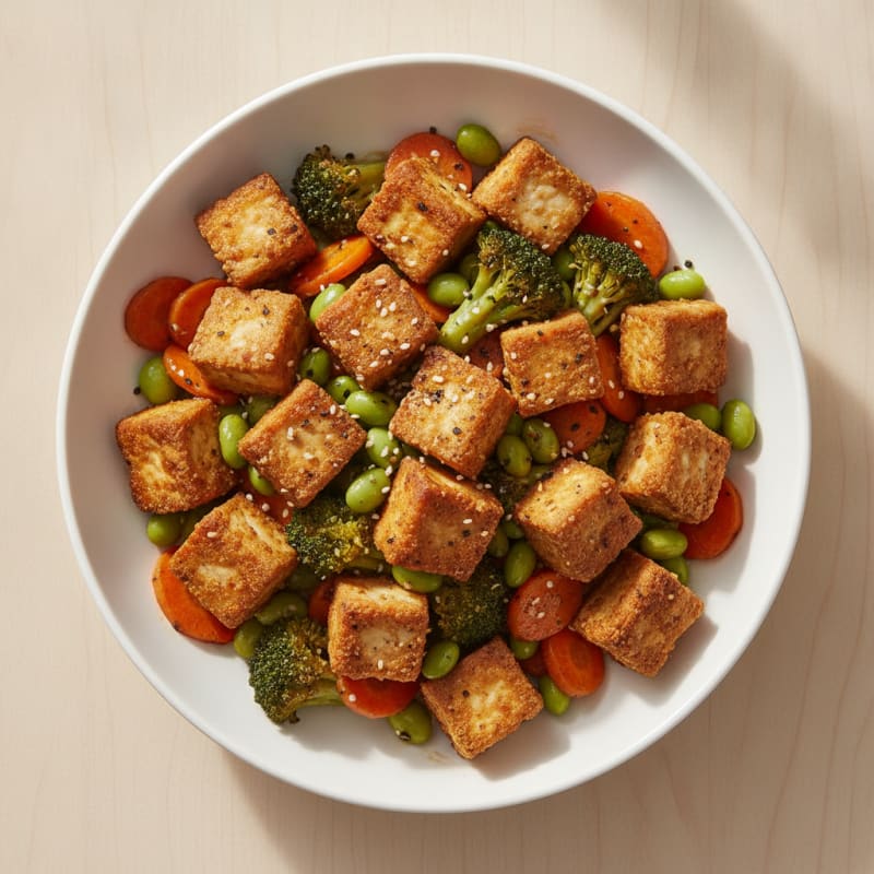Teriyaki Tofu Bowl with Roasted Vegetables