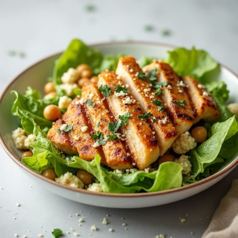 Herb-Grilled Chicken Caesar with Crispy Chickpea Croutons