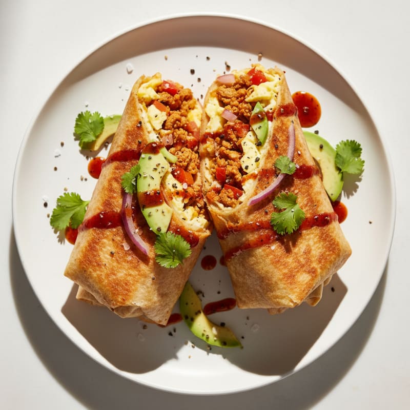 Crispy Chorizo and Egg Breakfast Burrito