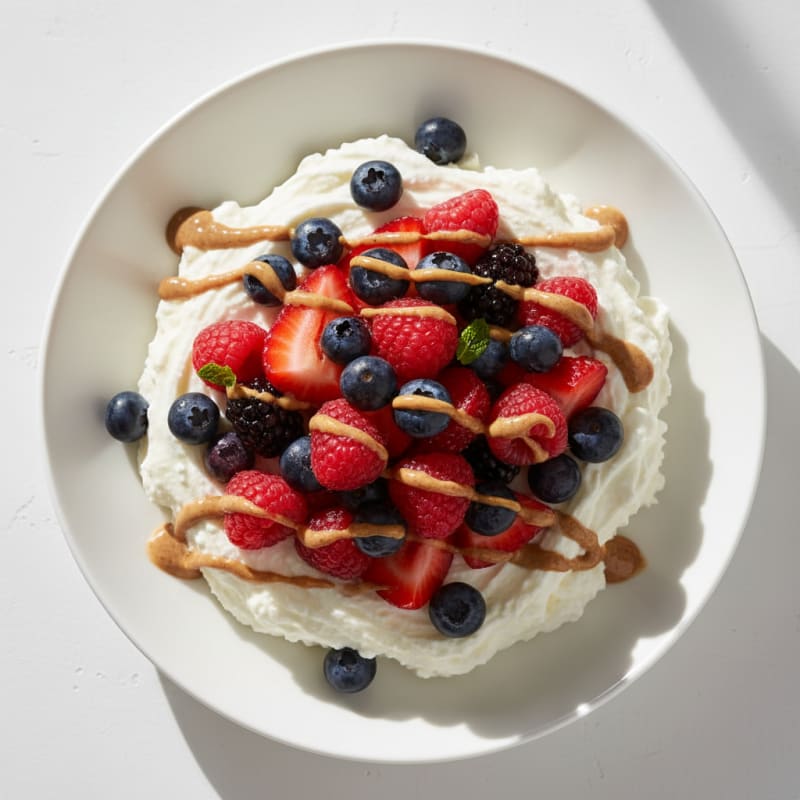 Greek Yogurt Protein Mousse with Mixed Berries