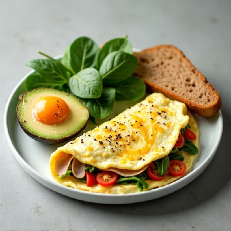 Egg White Omelette with Smoked Turkey and Spinach